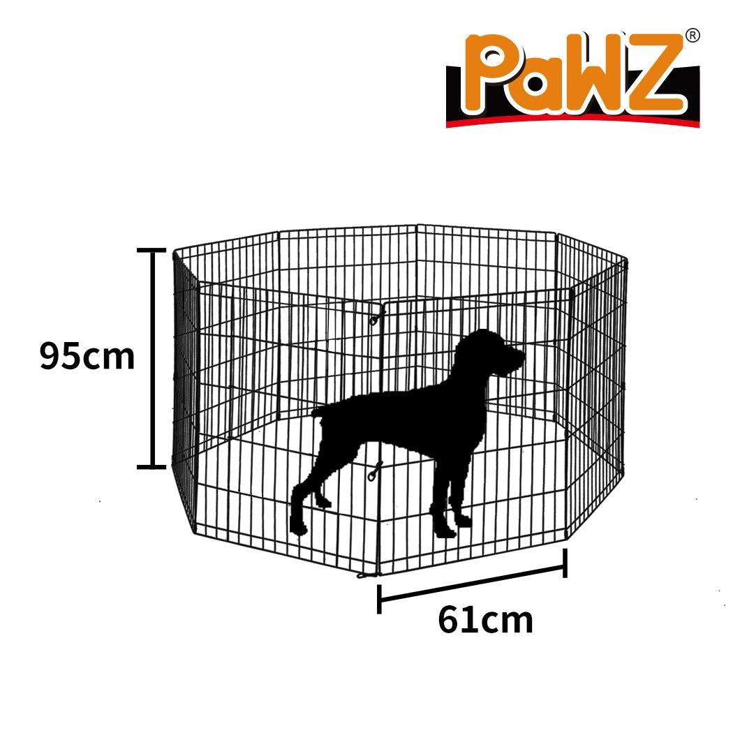 PaWz Pet Dog Playpen Puppy Exercise 8 Panel Fence Black Extension No Door 36