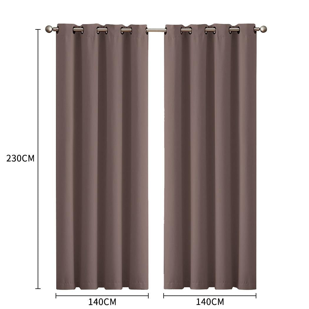 2x Blockout Curtains Panels 3 Layers Eyelet Room Darkening 140x230cm Taupe Deals499