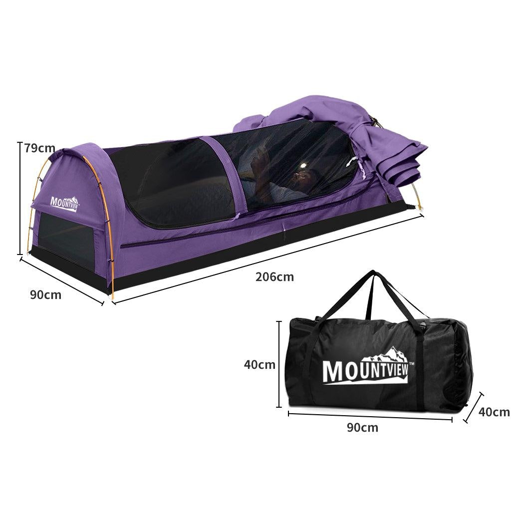 Mountview King Single Swag Camping Swags Canvas Dome Tent Hiking Mattress Purple Deals499