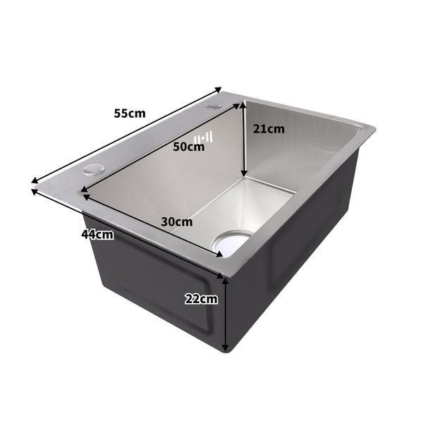 Stainless Steel Kitchen Sink Under/Topmount Sinks Laundry Single Bowl 550 X400MM Deals499
