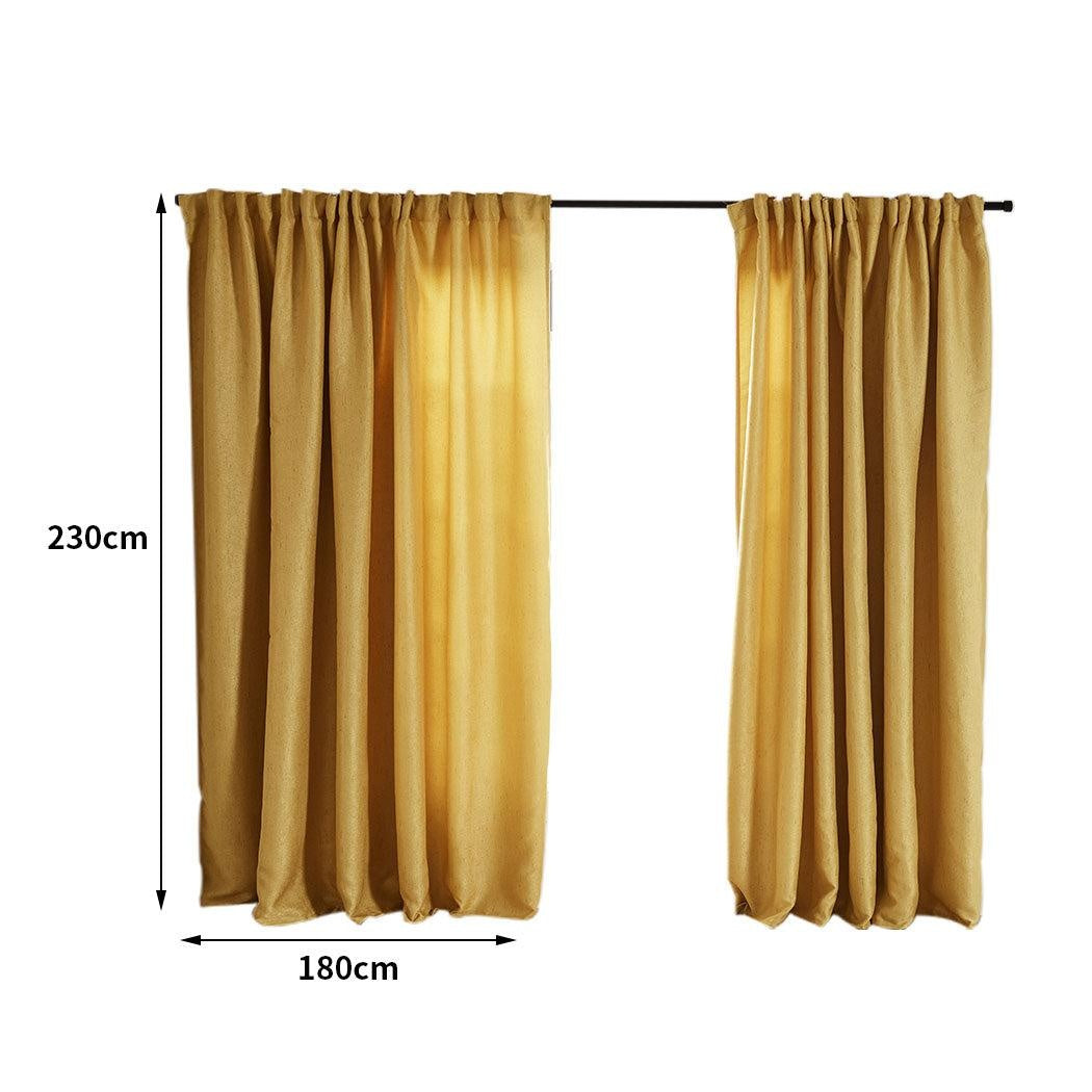 2X Blockout Curtains Curtain Living Room Window Mustard 180CM x 230CM Deals499
