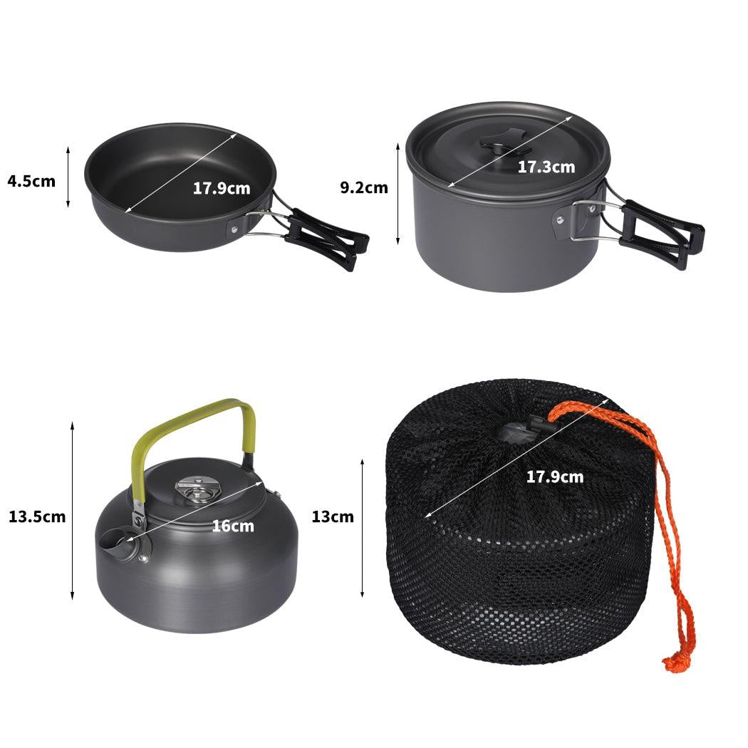 10Pcs Camping Cookware Set Outdoor Hiking Cooking Bowl Pot Pan Portable Picnic Deals499