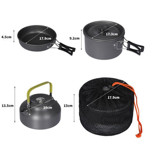 10Pcs Camping Cookware Set Outdoor Hiking Cooking Bowl Pot Pan Portable Picnic Deals499