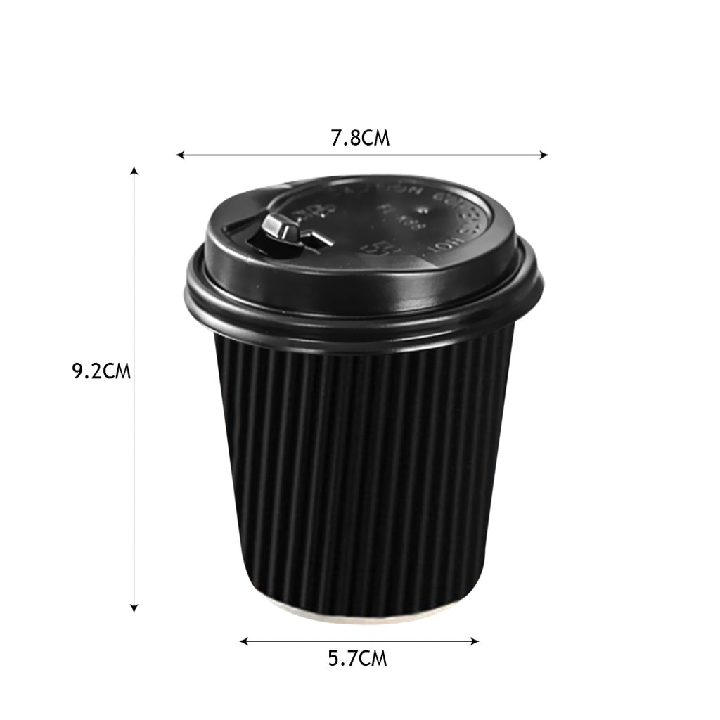 50 Pcs 8oz Disposable Takeaway Coffee Paper Cups Triple Wall Take Away w Lids Deals499