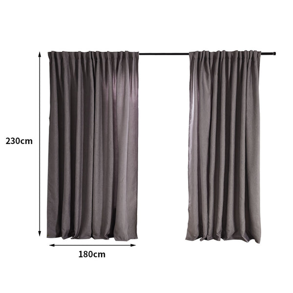 2X Blockout Curtains Curtain Living Room Window Grey 180CM x 230CM Deals499