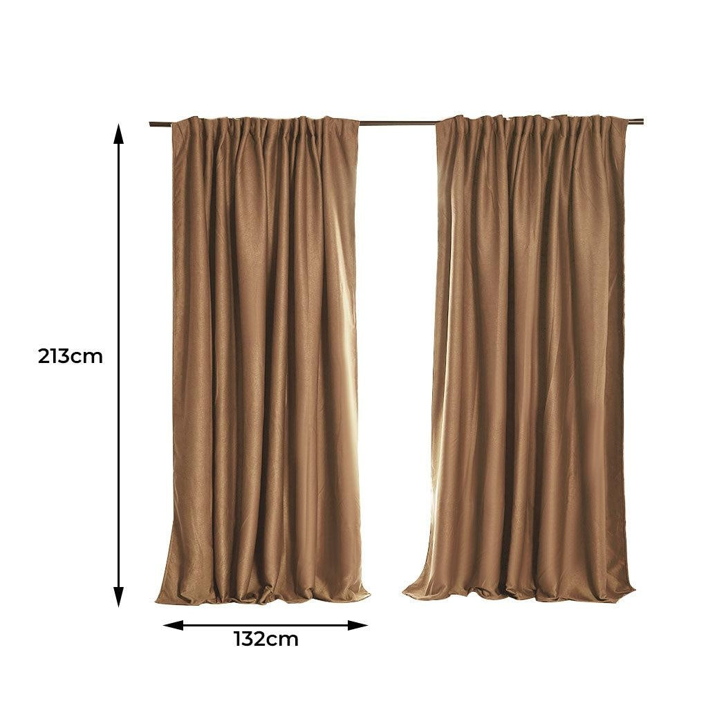 2X Blockout Curtains Curtain Blackout Bedroom 132cm x 213cm Mustard Deals499