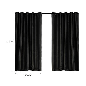 2X Blockout Curtains Blackout Curtain Bedroom Window Eyelet Black 180CM x 213CM Deals499