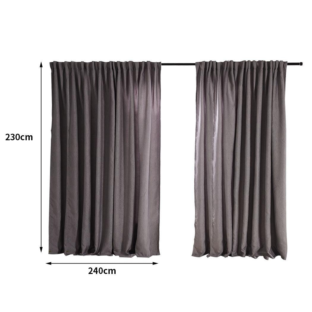 2X Blockout Curtains Curtain Living Room Window Grey 240CM x 230CM Deals499
