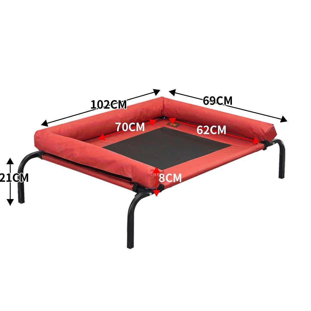 PaWz Pet Bed Heavy Duty Frame Hammock Bolster Trampoline Dog Puppy Mesh L Red Deals499