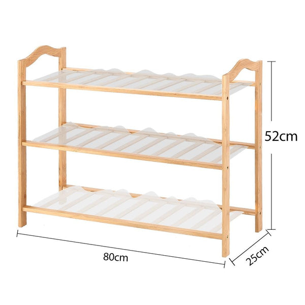 Levede Bamboo Shoe Rack Storage Wooden Organizer Shelf Stand 3 Tiers Layers 80cm Deals499