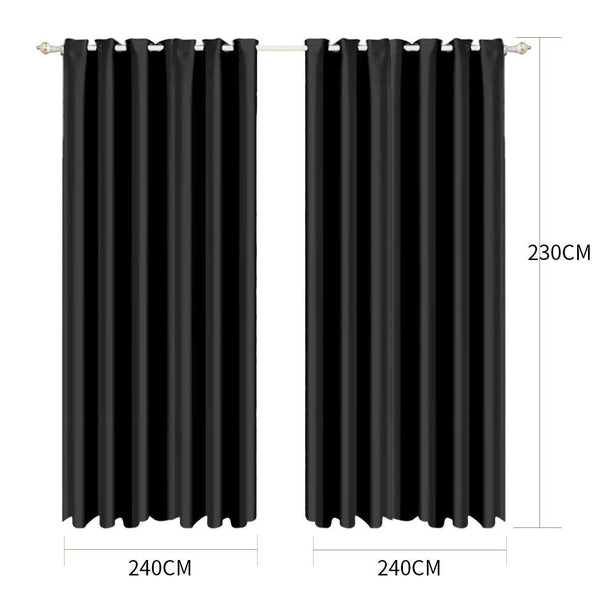 2x Blockout Curtains Panels Blackout 3 Layers Eyelet Room Darkening  240x230cm Deals499