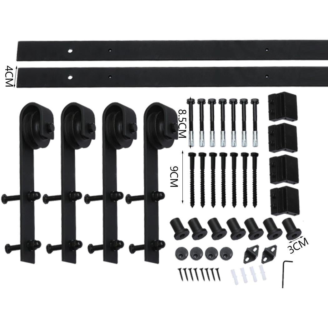 1.83M Antique Classic Style Double Sliding Barn Door Hardware Track Roller Kit Deals499