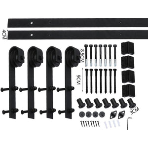 1.83M Antique Classic Style Double Sliding Barn Door Hardware Track Roller Kit Deals499