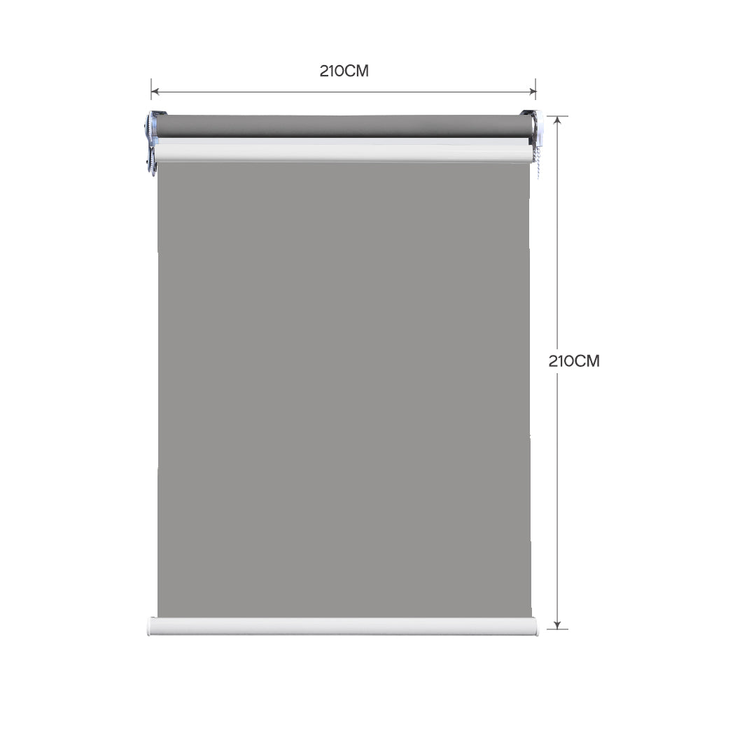 Modern Day/Night Double Roller Blinds Commercial Quality 210x210cm Grey Grey Deals499