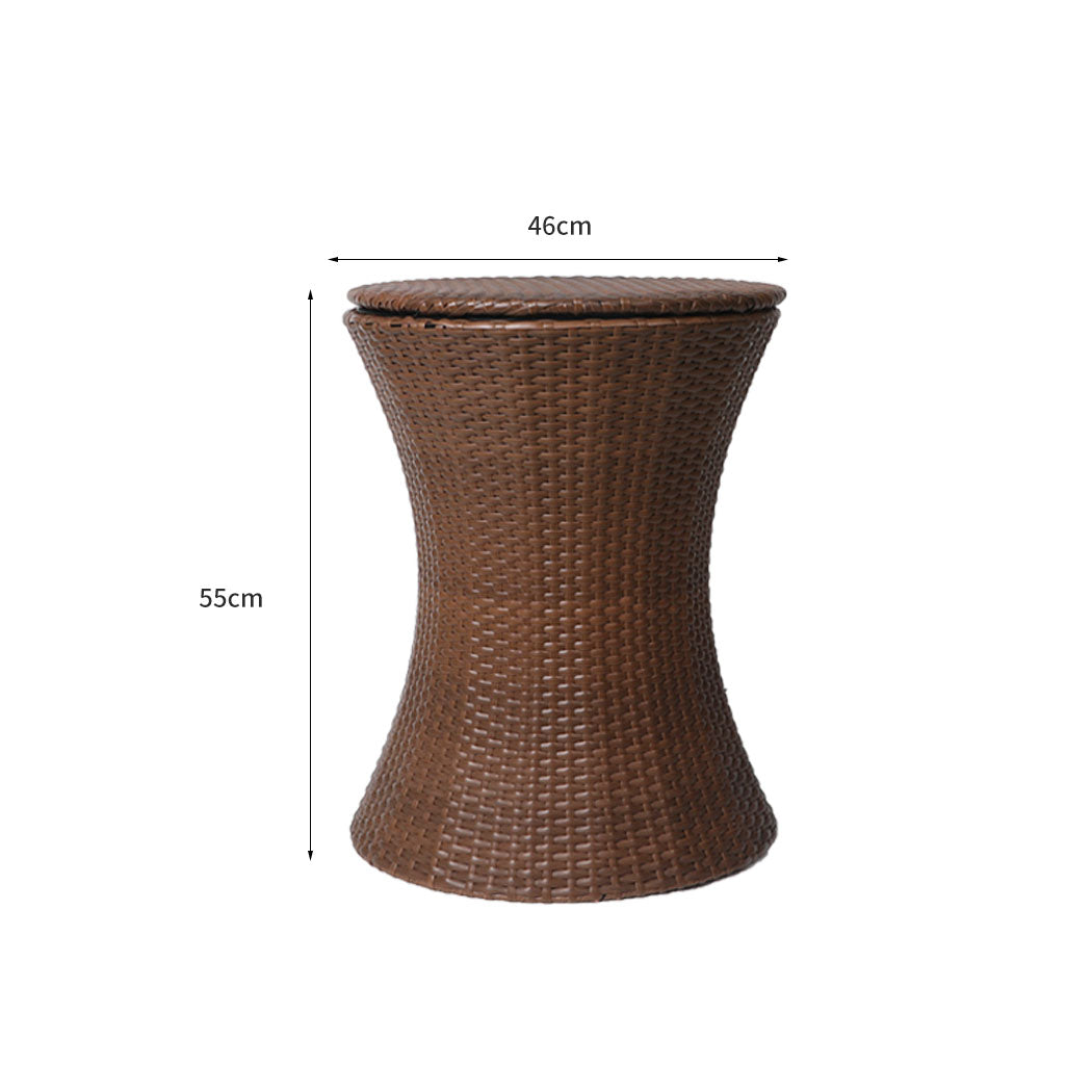 Cooler Ice Bucket Table Bar Outdoor Setting Furniture Patio Pool Storage Box Brown Deals499