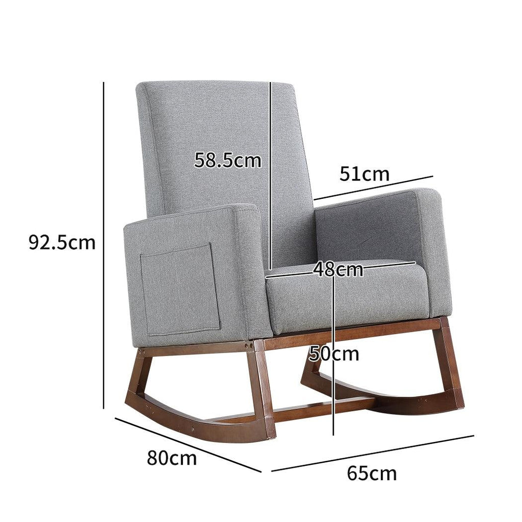 Nursing Baby Feeding Rocking Chair Linen Fabirc Solid Wood Frame Grey Deals499