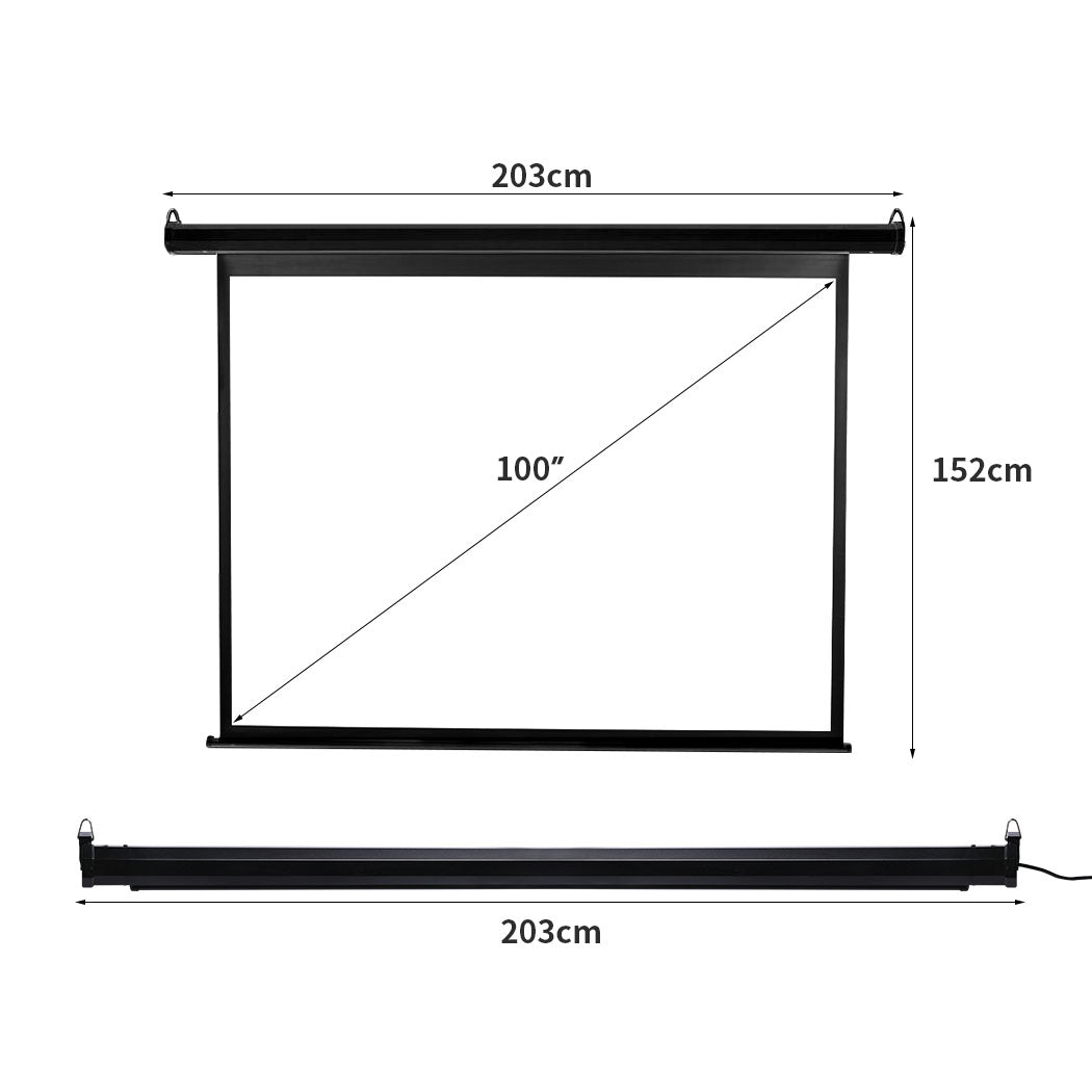 100" Inch Projector Screen Electric Motorised Projection Retractable 3D Cinema Deals499