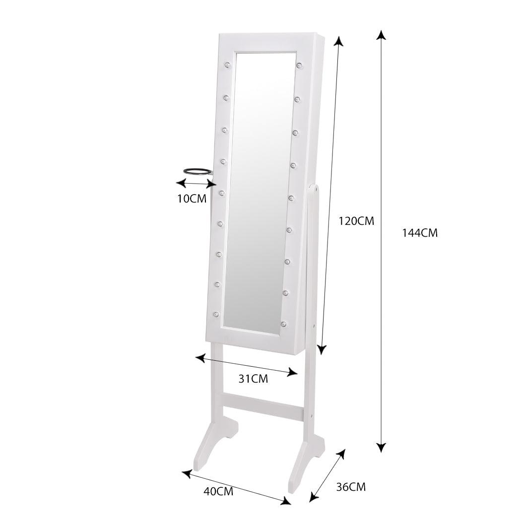 Levede Mirror Jewellery Cabinet Dressing Makeup Jewelry Storage  Organiser Wood Deals499