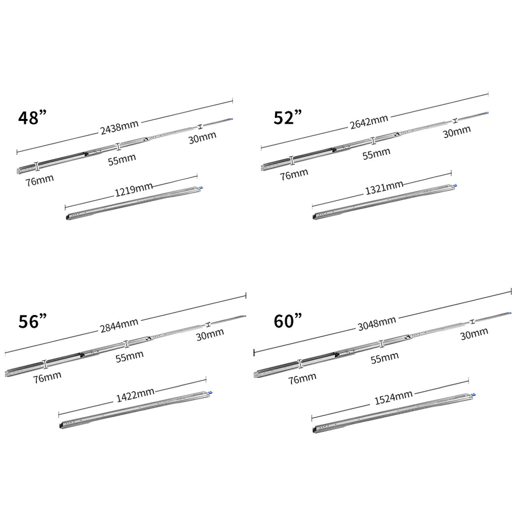 220kg Drawer Slides Locking 1321mm Heavy Duty Full Extension Ball Bearing Deals499