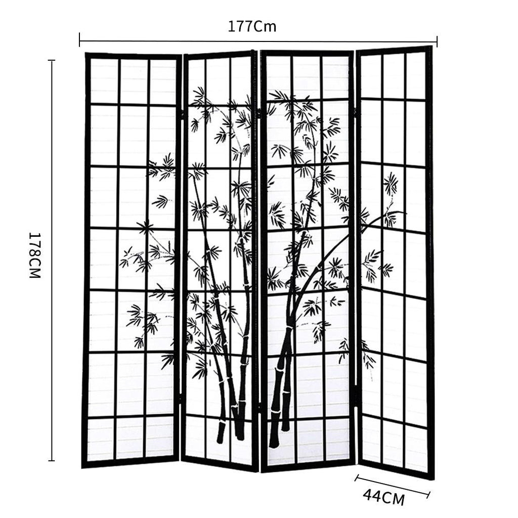 Levede 4 Panel Room Divider Screen Door Stand Privacy Fringe Wood Fold Bamboo Deals499