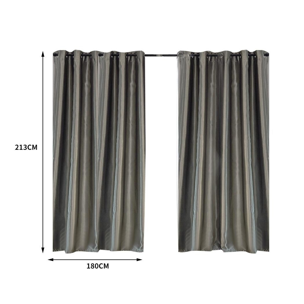 2X Blockout Curtains Blackout Curtain Bedroom Window Eyelet Grey 180CM x 213CM Deals499