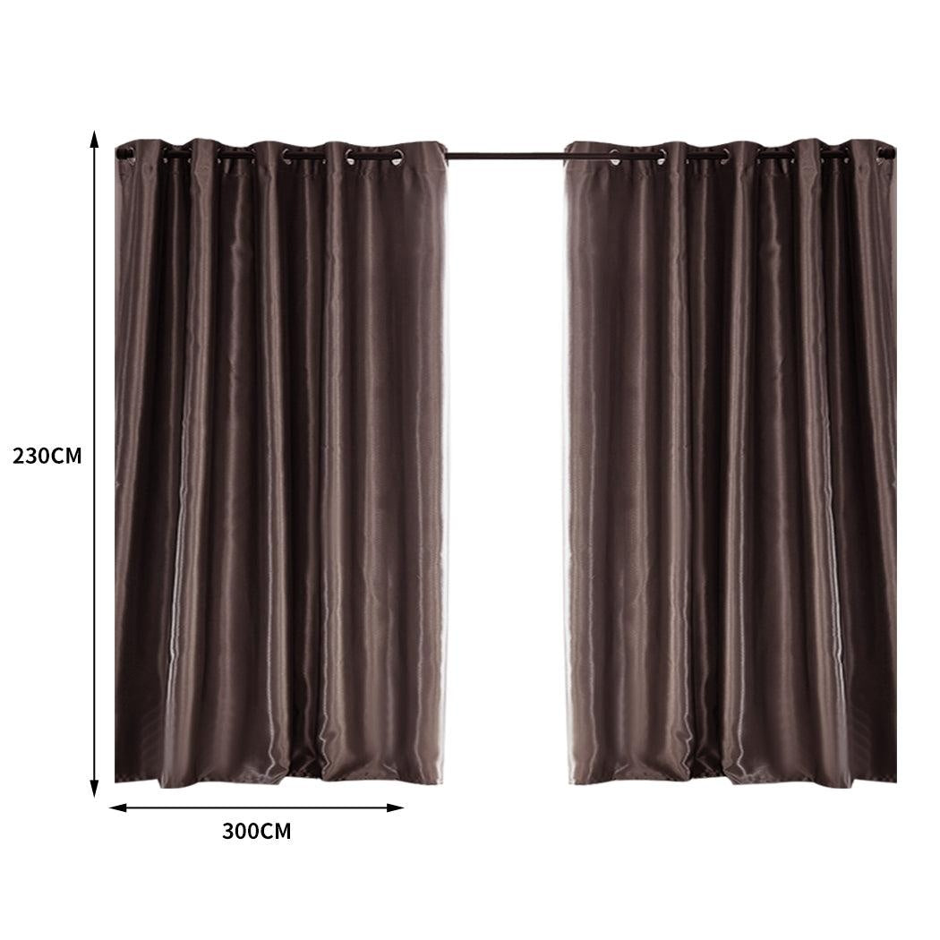 2X Blockout Curtains Blackout Curtain Bedroom Window Eyelet Taupe 300CM x 230CM Deals499