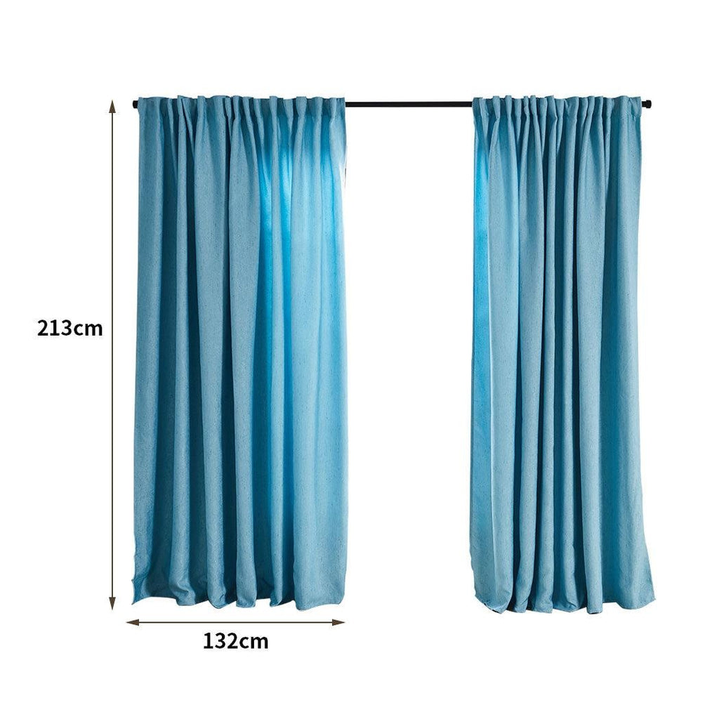 2X Blockout Curtains Curtain Living Room Window Blue 132CM x 213CM Deals499
