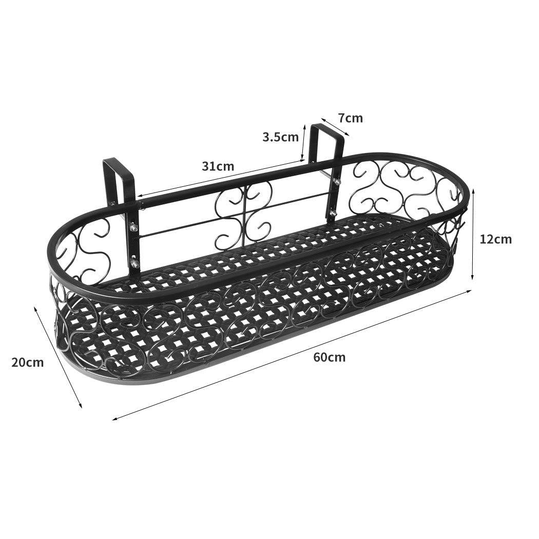 Plant Holder Plant Stand Hanging Flower Pot Basket Garden Wall Rack Shelf Oval Black Deals499