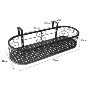 Plant Holder Plant Stand Hanging Flower Pot Basket Garden Wall Rack Shelf Oval Black Deals499