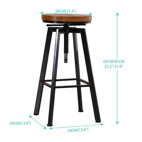 Levede Industrial Bar Stools Kitchen Stool Wooden Barstools Swivel Chair Vintage Deals499