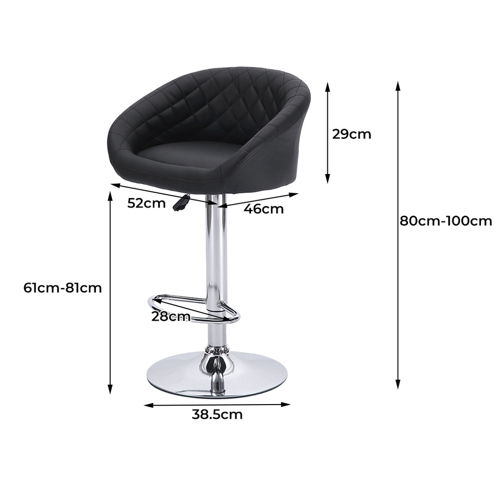 2x Bar Stools Stool Kitchen Chairs Swivel PU Leather Metal Furniture Black Deals499