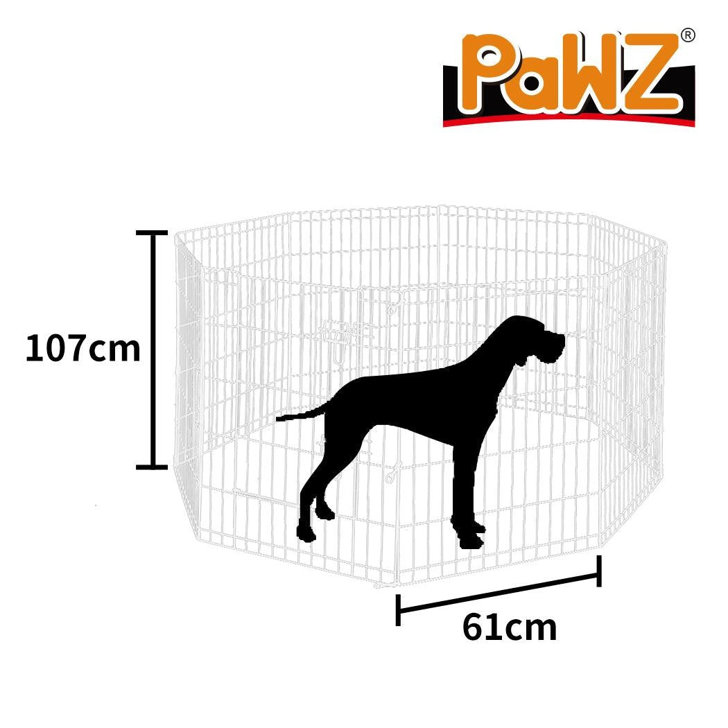 PaWz Pet Dog Playpen Puppy Exercise 8 Panel Enclosure Fence Silver With Door 42