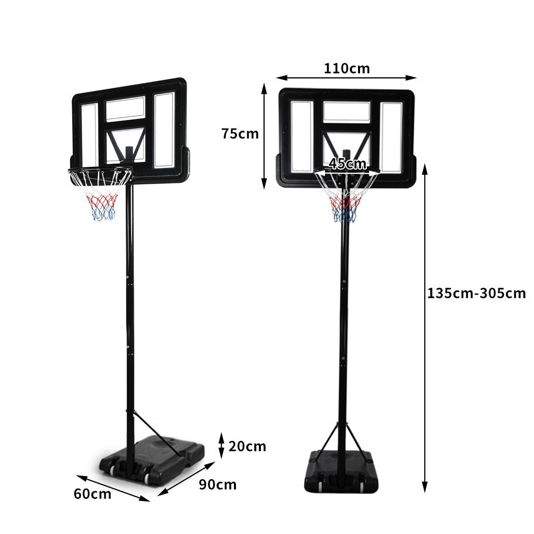 Basketball Hoop Stand System Portable 3.05M Height Adjustable Net Ring In Ground Deals499