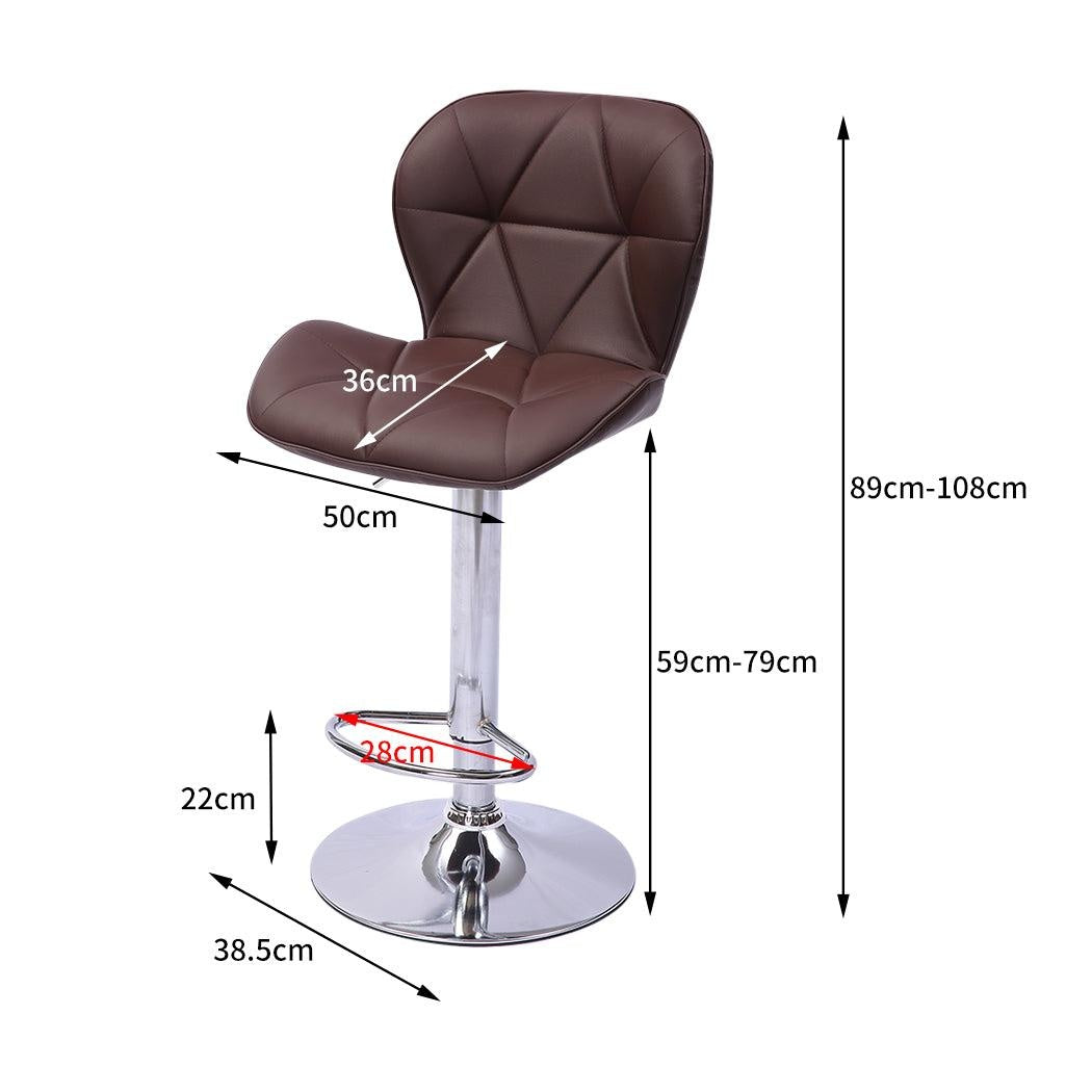2x Bar Stools Stool Swivel Gas Lift Kitchen Leather Chair Chairs Metal Barstools Deals499