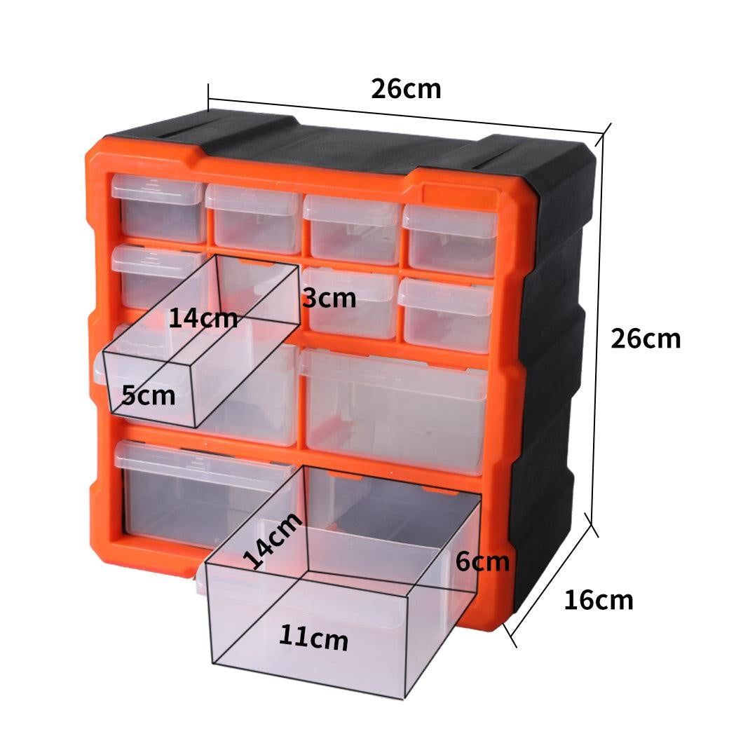 Tool Storage Cabinet Organiser Drawer Bins Toolbox Part Chest Divider 12 Drawers Deals499
