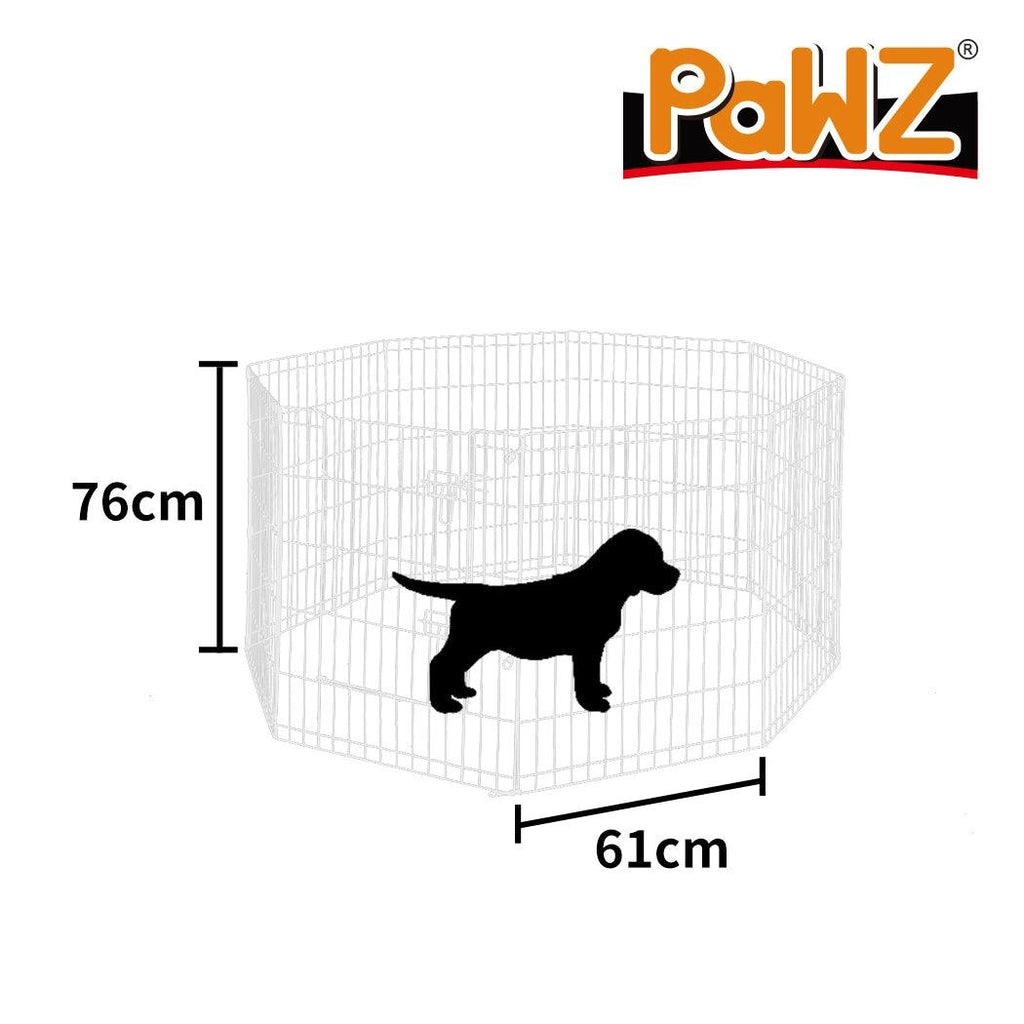PaWz Pet Dog Playpen Puppy Exercise 8 Panel Enclosure Fence Silver With Door 30" Deals499