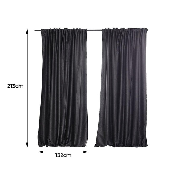 2X Blockout Curtains Curtain Blackout Bedroom 132cm x 213cm Dark Grey Deals499