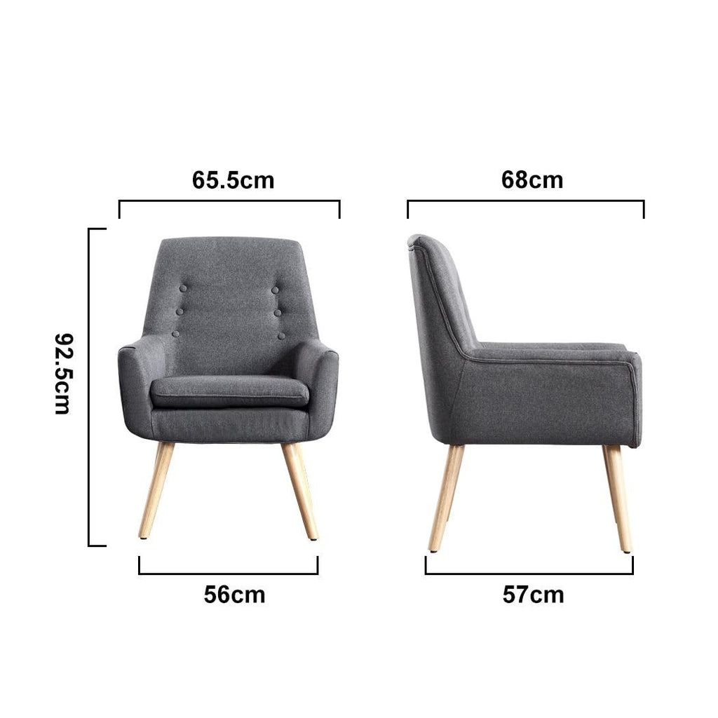2x Levede Luxury Upholstered Armchair Dining Chair Accent Sofa Padded Fabric Deals499