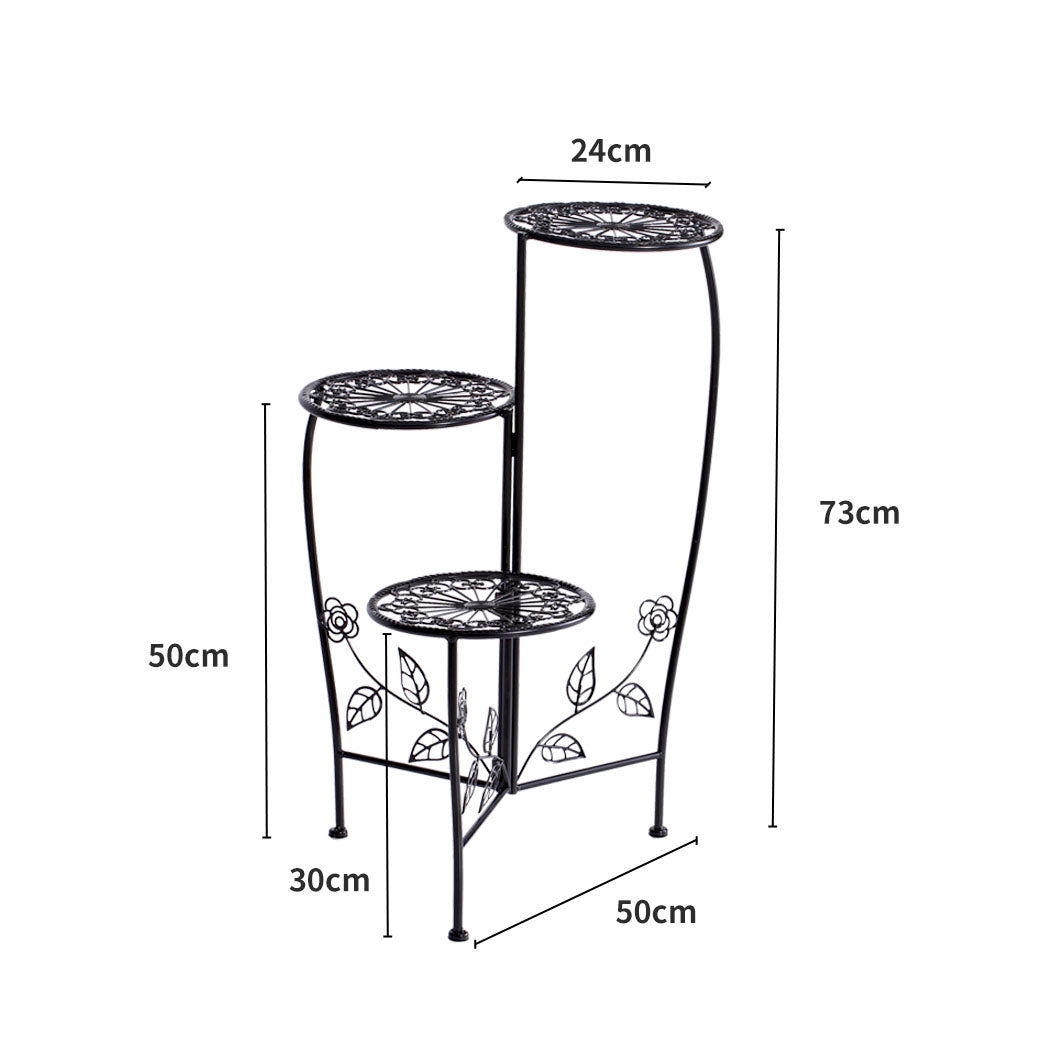 2X Wrought Iron Outdoor Indoor Flower Pots Plant Stand Garden Metal Corner Shelf Deals499