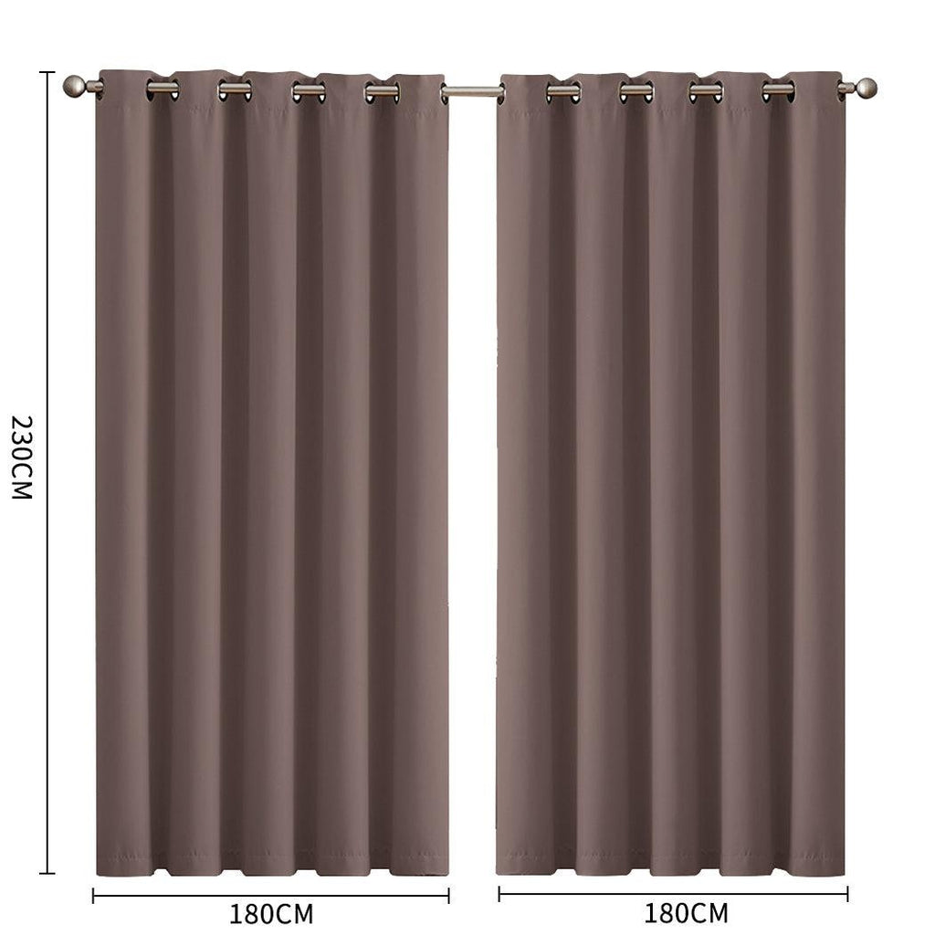 2x Blockout Curtains Panels 3 Layers Eyelet Room Darkening 180x230cm Taupe Deals499