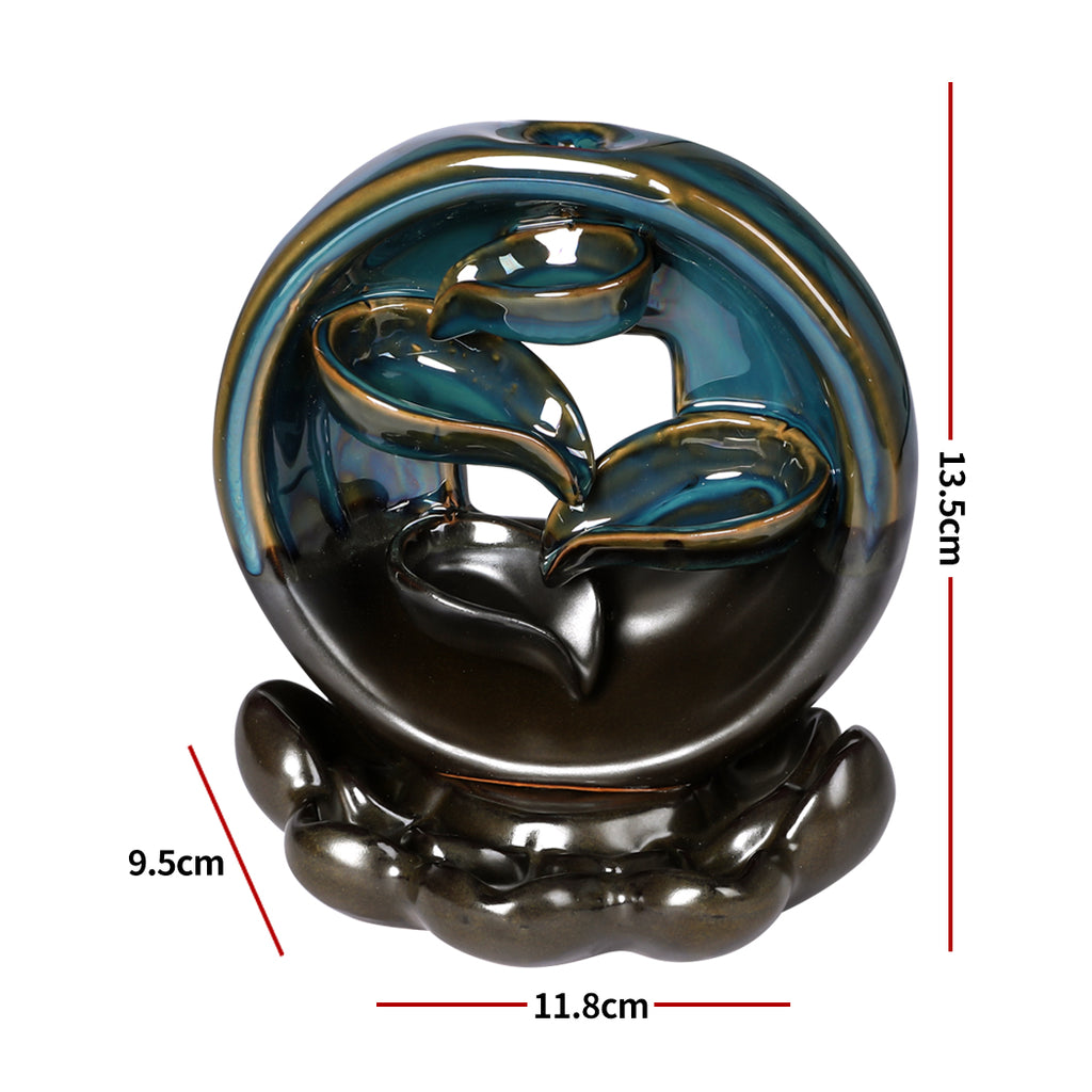 Incense Burner Rounded Waterfall Smoke Backflow Ceramic Cone Holder + 10 Cones Deals499