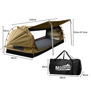 Mountview King Single Swag Camping Swags Canvas Dome Tent Free Standing Khaki Deals499