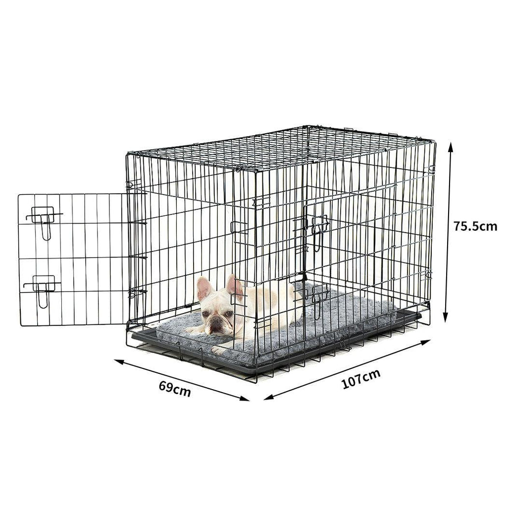 PaWz Pet Dog Cage Crate Metal Carrier Portable Kennel With Bed 42" Deals499