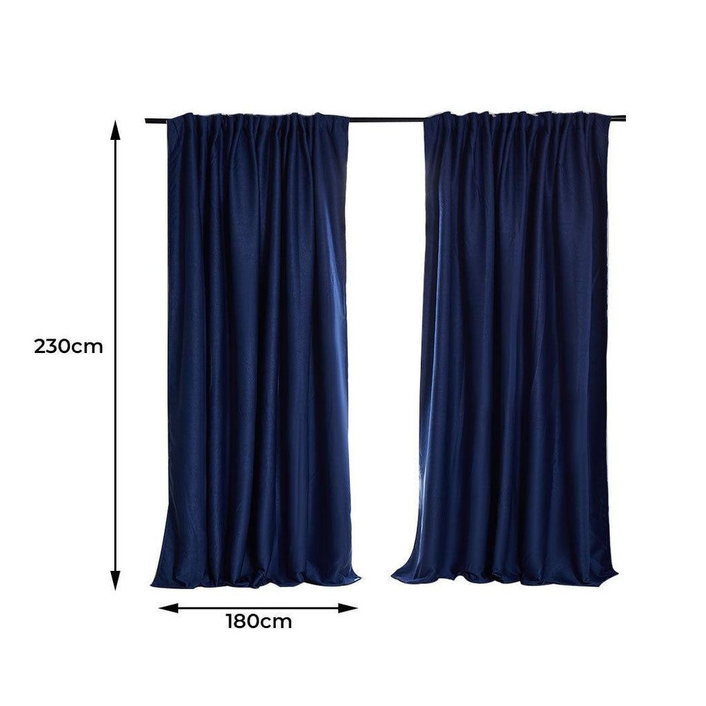 2X Blockout Curtains Curtain Blackout Bedroom 180cm x 230cm Navy Deals499