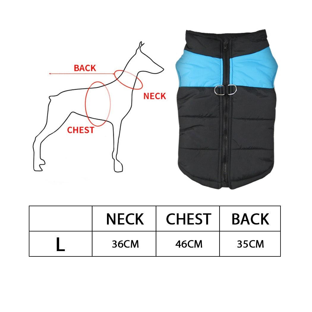 PaWz Dog Winter Jacket Padded Waterproof Pet Clothes Windbreaker Coat L Blue Deals499