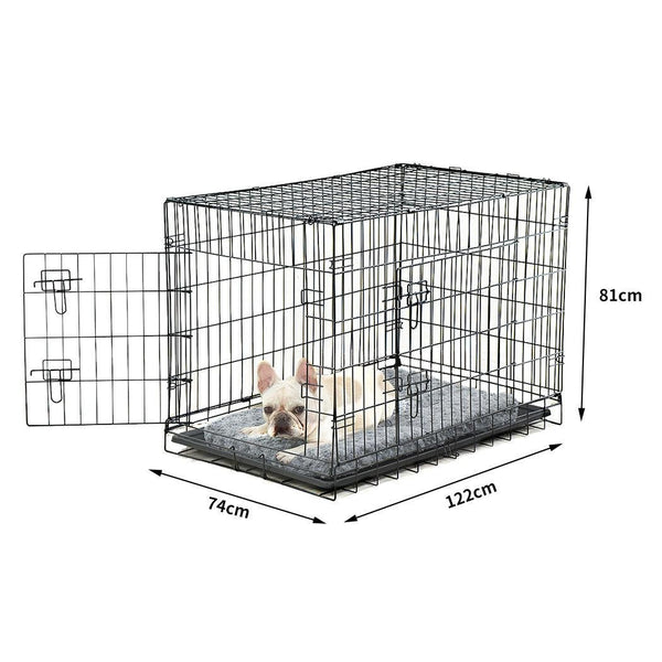 PaWz Pet Dog Cage Crate Metal Carrier Portable Kennel With Bed 48" Deals499