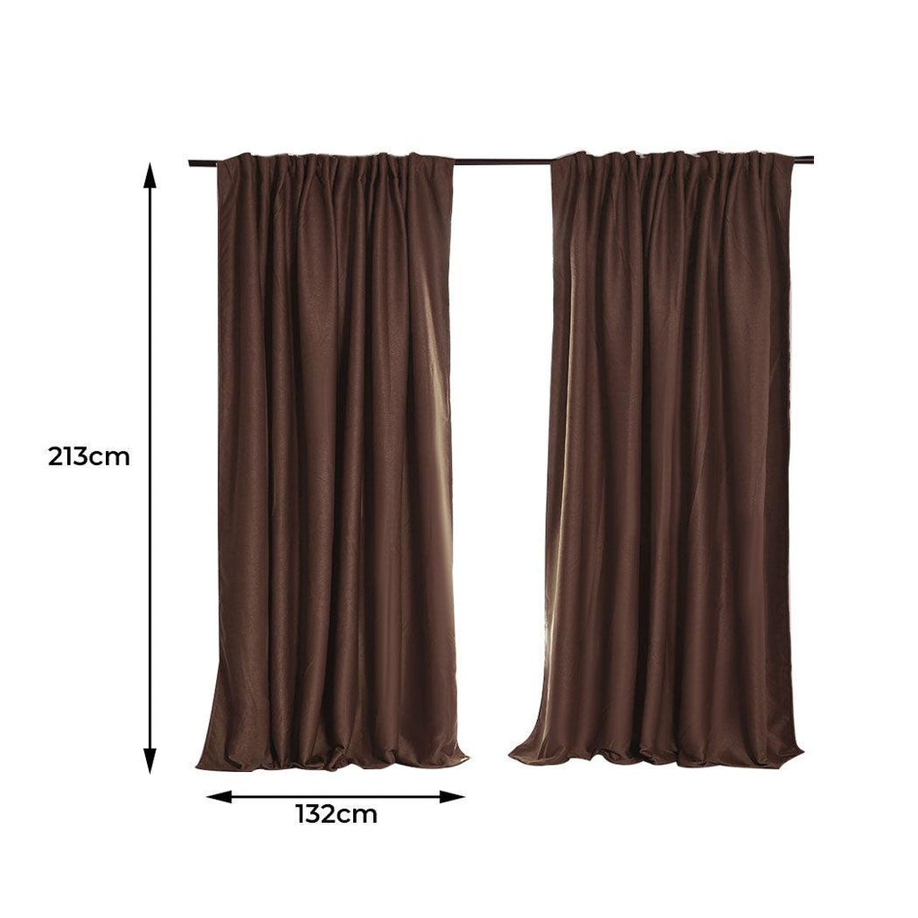 2X Blockout Curtains Curtain Blackout Bedroom 132cm x 213cm Stone Deals499