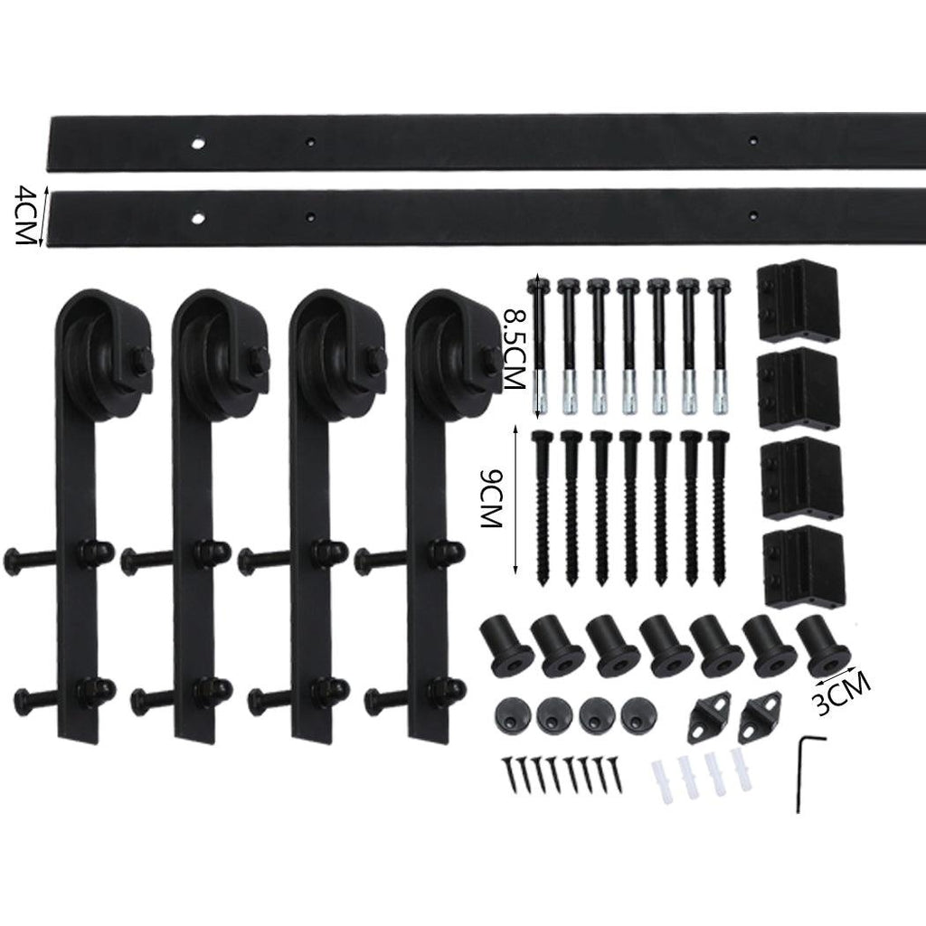 2.44M Antique Classic Style Double Sliding Barn Door Hardware Track Roller Kit Deals499
