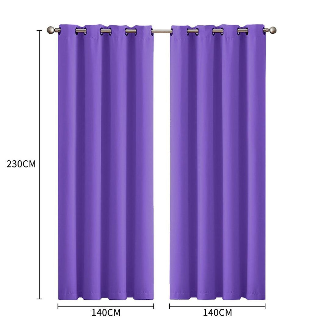 2x Blockout Curtains Panels 3 Layers Eyelet Room Darkening 140x230cm Purple Deals499