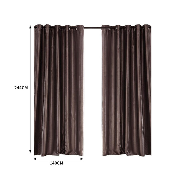 2X Blockout Curtains Blackout Curtain Bedroom Window Eyelet Taupe 140CM x 244CM Deals499